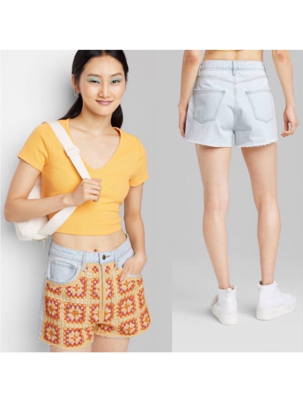 Wild Fable High Rise Crochet Cut-Off Jean Shorts NWOT